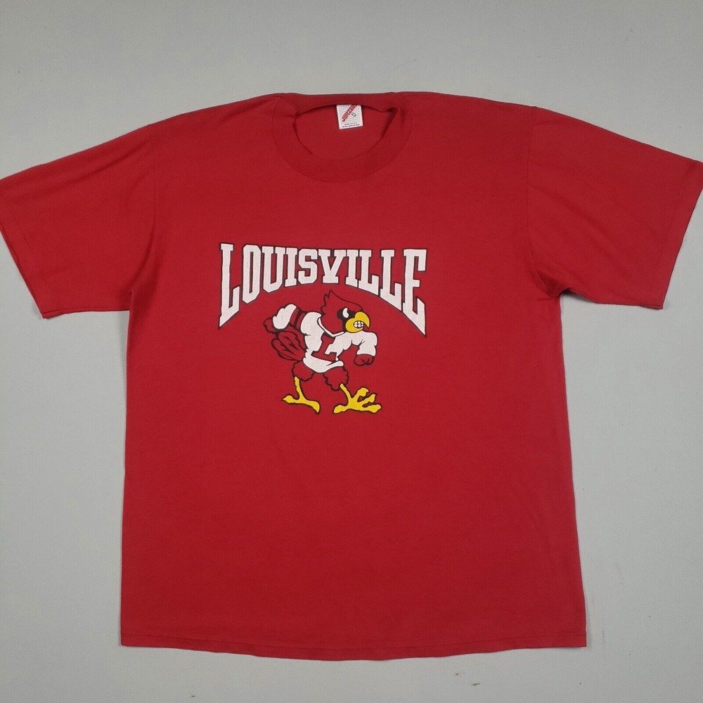 Vintage Louisville Cardinals T-Shirt Men XL Red Single Stitch Short Sleeve 90s